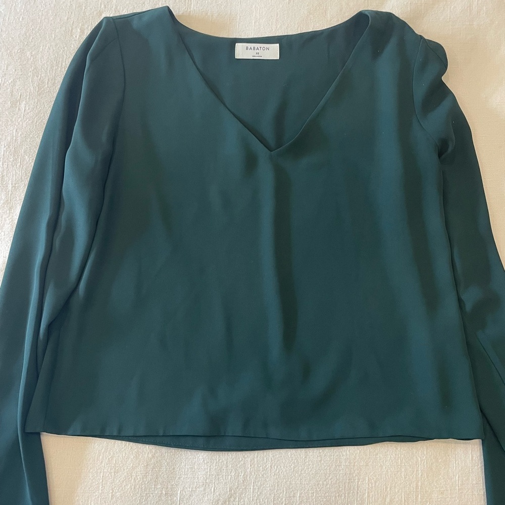Babaton (Aritzia) Green Crop Blouse